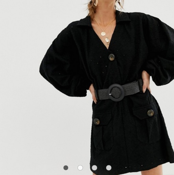 ASOS broderie shirt dress with woven belt - Picture 3 of 4